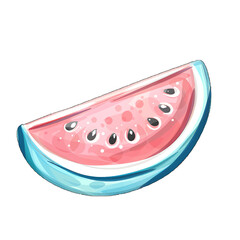 The essence of bright and refreshing summer vibes is perfectly captured by a vibrant slice of watermelon, elegantly resting on a chilled glass plate. This delightful image evokes thoughts of leisurely