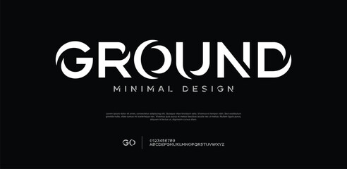 Ground Minimal modern logo alphabet font. Typography abstract minimalist sans serif technology, electronic, digital, music, movie, creative logos fonts. vector illustration
