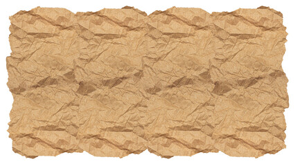 Crumpled Brown Paper Piece with Curved Horizontal Edge Tear. Ideal for Creative Project.