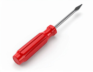 Fototapeta premium the picture presents a hand tool on a plain surface. the handle of the tool is a bright shade with ridges and grooves for gripping