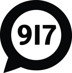 Bold black speech bubble icon featuring the number 917 prominently displayed in white on a clean white background