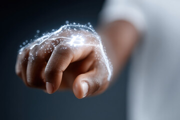 Businessman holding bitcoin symbol in hand: future of cryptocurrency