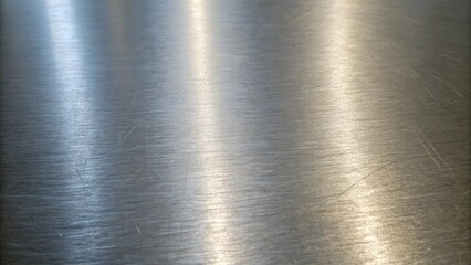 The shiny metal surface reflects light, creating a textured and industrial aesthetic