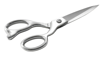 Silver metal scissors, angled view