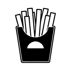 Black silhouette of French fries in a carton container  