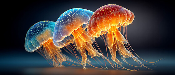 Fluorescent jellyfish dance in the deep