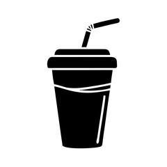 Black cup with straw in minimalist style symbolizing beverage  