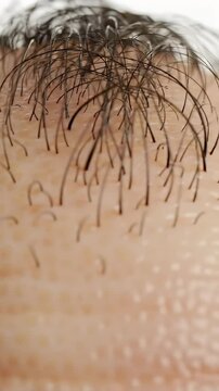 Detailed Studio Shot of Human Skin with Short Hair Follicles on White Backdrop Representing Dermatology and Skincare Concepts