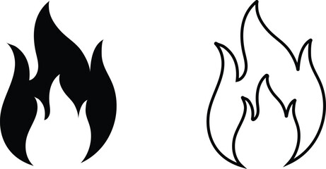 Flame, fire. The icon is isolated on a white background