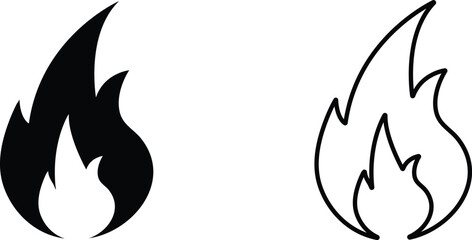 Flame, fire. The icon is isolated on a white background