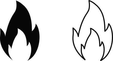 Flame, fire. The icon is isolated on a white background