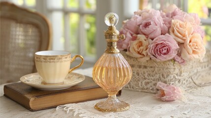 Fototapeta premium Elegant floral perfume display
