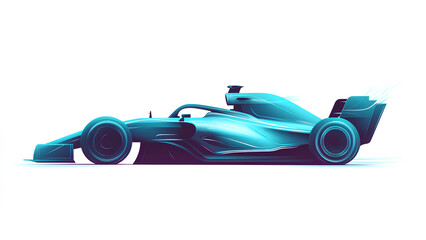 Futuristic Formula 1 Vector Illustration in Mint Blue