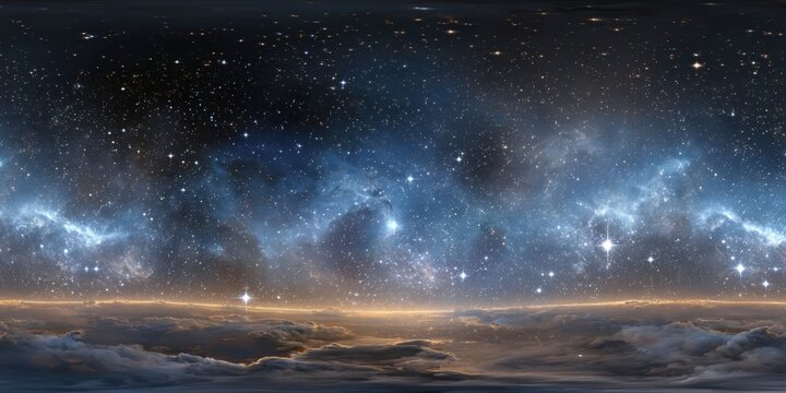 360-Degree Space Background with Nebula and Stars in HDRI Panorama - Powered by Adobe