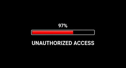 Unauthorized Access 97% Complete - Digital Security Warning Graphic. (AI Generated)