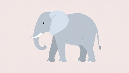 Cute cartoon illustration of an elephant, side view, simple design.