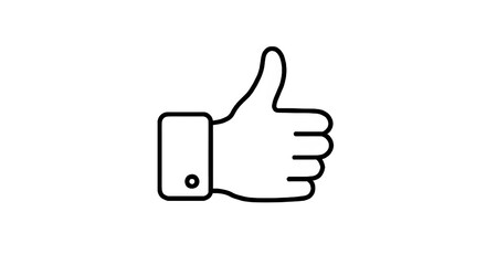 Simple black and white line art icon of a hand giving a thumbs up gesture