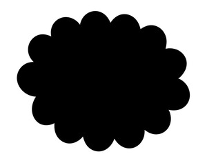 Black Floral Blob Shape with Petal Design on White Background