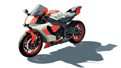 red motorcycle on a white background