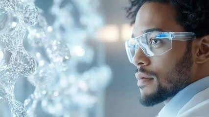 Innovative scientist analyzing molecular structure in high-tech laboratory - Powered by Adobe