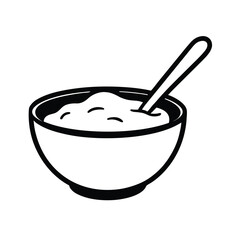 black and white illustration of a bowl of dip