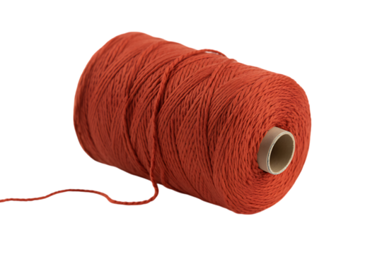 Orange thread spool isolated on transparent background