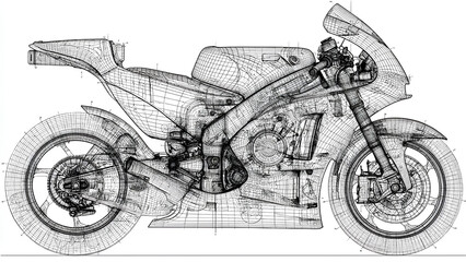 Technical Blueprint of a Racing Motorcycle