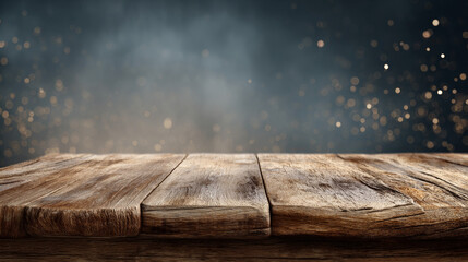 High-resolution image of a wooden tabletop set against an abstract dark background