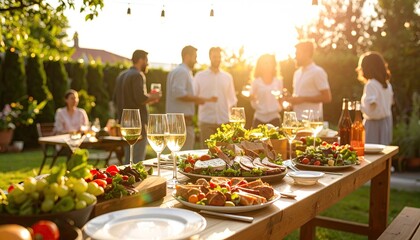Outdoor garden party with friends