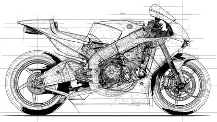 Technical Blueprint of a Racing Motorcycle
