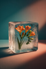 Beautiful Floral Arrangement Suspended in Clear Ice

Contrasting Warmth and Cold: Flowers Trapped in Ice