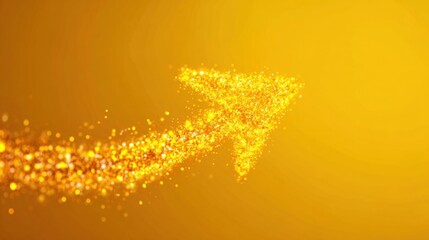 Whimsical animated yellow arrow featuring twinkling sparkles conveying excitement and celebration. Great for event promotions festive graphics or social media campaigns to draw in viewers