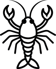 Crayfish line art icon on white background.