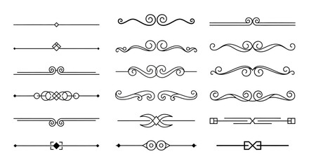 Elegant Decorative Dividers: A collection of elegant, black decorative dividers, perfect for adding a touch of sophistication to any design. Versatile elements to enhance various creative projects.