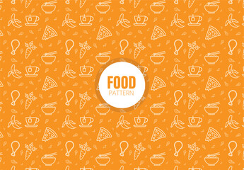 Vector set of design templates and elements for Restaurant and Food in trendy linear style - Seamless patterns with linear icons related to Restaurant and Food - Vector
