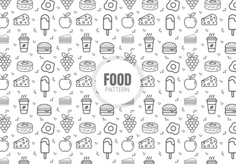 Vector food and drink pattern. Food and drink seamless background
