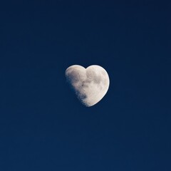 Heart shaped moon against the deep blue sky romantic celestial body dreamy cosmic love astronomical