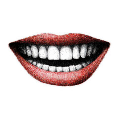 Fototapeta premium Vintage Smiling Lips In Retro Engraving. Nostalgic Pop Aesthetic Illustration Isolated On Transparent Background