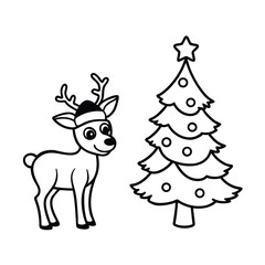 Fototapeta premium reindeer with christmas tree