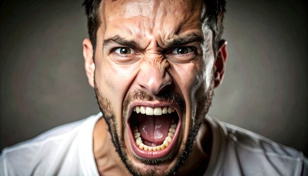 Close-up portrait of a man screaming