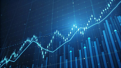 Market Chart of Business Growth, Stock Graph, and Financial Investment Data on Profit and Success Background