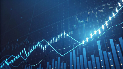 Fototapeta premium Market Chart of Business Growth, Stock Graph, and Financial Investment Data on Profit and Success Background