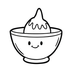 cartoon mustard in a pink bowl with black outline