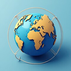 Global Earth Map 3D Render Showing Continents and Countries