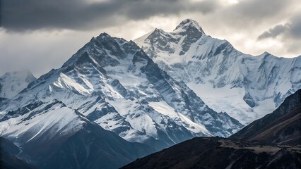 Fototapeta premium Majestic snow capped mountains range isolated