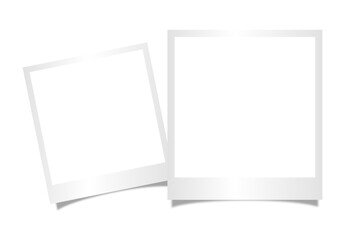 Horizontal Polaroid Photo Frame Mockup. Two Angled Instant Photos with Shadow