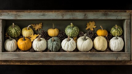 Autumn pumpkins harvest box fall decor Thanksgiving