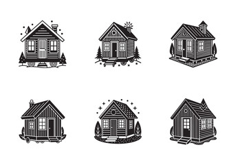tiny house icon silhouette vector illustration