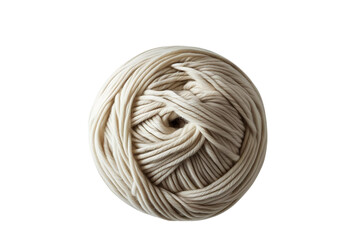 Minimalist Beige Wool Yarn Ball on White Background &ndash; Soft Knitting Material for Crafts, Crochet Projects, and Handmade Textile Design Concepts