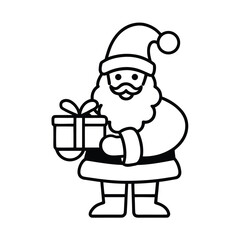 cartoon santa claus holding a gift box isolated